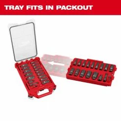 Milwaukee 49-66-6815 SHOCKWAVE 3/8” Impact Duty Socket SAE TRAY Set - 17 PC