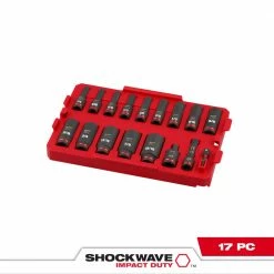 Milwaukee 49-66-6815 SHOCKWAVE 3/8” Impact Duty Socket SAE TRAY Set - 17 PC