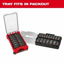 Milwaukee 49-66-6818 SHOCKWAVE 1/2” Impact Duty Socket MM TRAY Set - 16 PC Tools & Equipment
