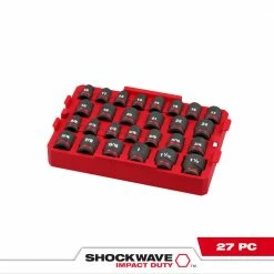 Milwaukee 49-66-6819 SHOCKWAVE 1/2” Impact Duty Socket SAE TRAY Set - 27 PC
