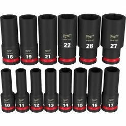 Milwaukee 49-66-7014 SHOCKWAVE 1/2" Impact Duty Metric Deep Socket Set - 14 PC 15 Milwaukee 49-66-7014 SHOCKWAVE 1/2