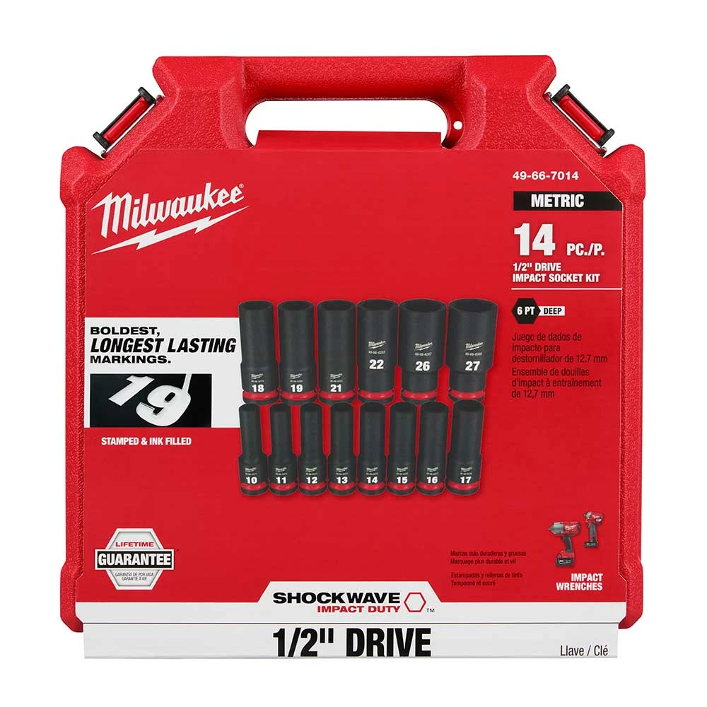Milwaukee 49-66-7014 SHOCKWAVE 1/2" Impact Duty Metric Deep Socket Set - 14 PC 9 Milwaukee 49-66-7014 SHOCKWAVE 1/2" Impact Duty Metric Deep Socket Set - 14 PC