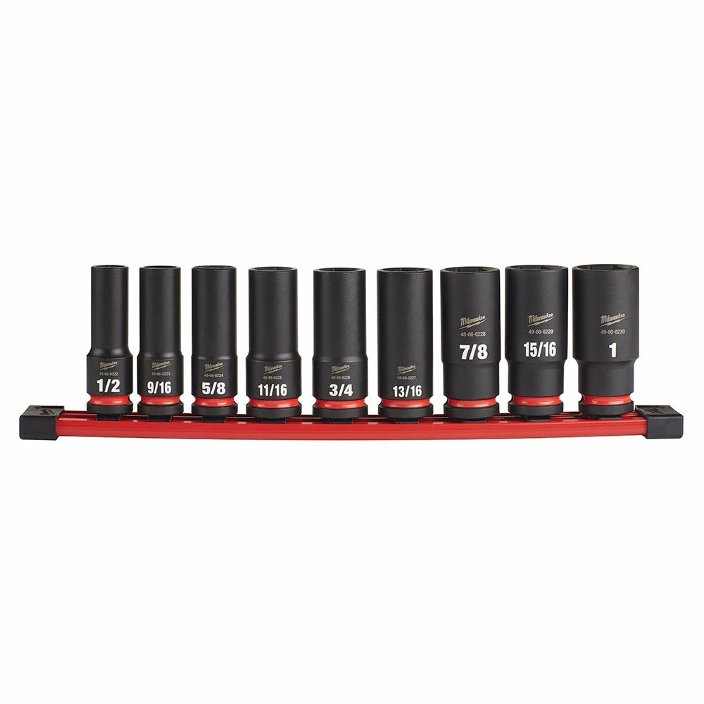 Milwaukee 49-66-7022 SHOCKWAVE 1/2" Drive SAE 6 Point Socket Set - 9PC Tools & Equipment 6 Milwaukee 49-66-7022 SHOCKWAVE 1/2" Drive SAE 6 Point Socket Set - 9PC Tools & Equipment
