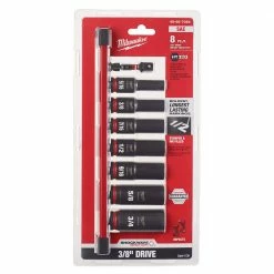 Milwaukee 49-66-7024 SHOCKWAVE 3/8" Drive SAE 6 Point Impact Socket Set - 8PC Tools & Equipment