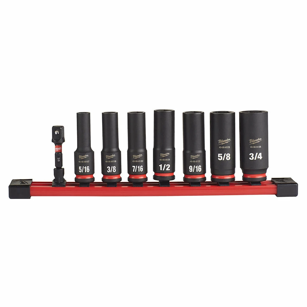 Milwaukee 49-66-7024 SHOCKWAVE 3/8" Drive SAE 6 Point Impact Socket Set - 8PC Tools & Equipment 9 Milwaukee 49-66-7024 SHOCKWAVE 3/8" Drive SAE 6 Point Impact Socket Set - 8PC Tools & Equipment