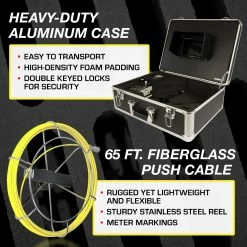 Video Snake SWJ-3188DT 65' Pipe Inspection Color LED Camera W/ Transmitter