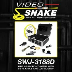 Video Snake SWJ-3188D 65' Pipe Wall Sewer Inspection Color LED Camera System Tools & Equipment