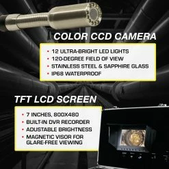 Video Snake SWJ-3188D 65' Pipe Wall Sewer Inspection Color LED Camera System Tools & Equipment