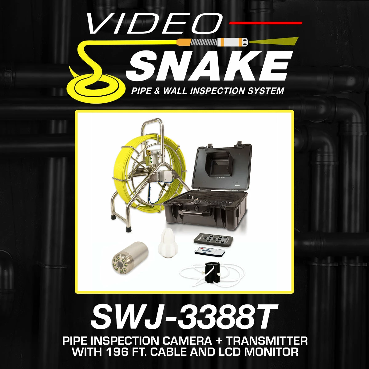 Tools & Equipment Video Snake 3388T 196' Self Leveling Pipe Inspection Camera W/ Transmitter 4 Tools & Equipment Video Snake 3388T 196' Self Leveling Pipe Inspection Camera W/ Transmitter