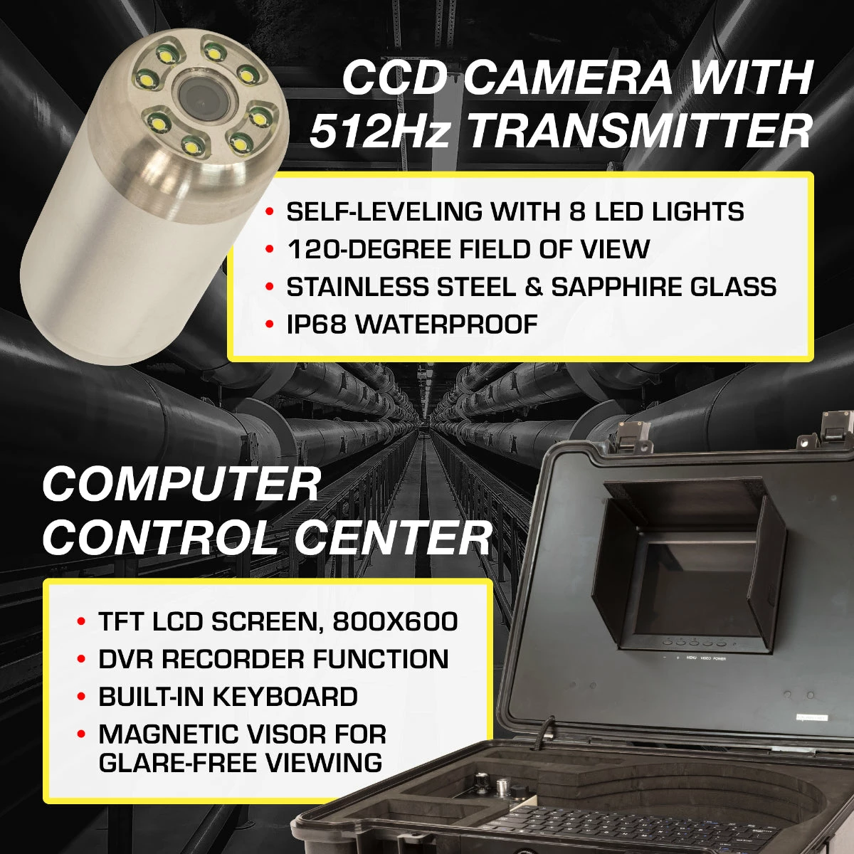 Tools & Equipment Video Snake 3388T 196' Self Leveling Pipe Inspection Camera W/ Transmitter 6 Tools & Equipment Video Snake 3388T 196' Self Leveling Pipe Inspection Camera W/ Transmitter
