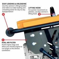 Tomahawk Power JX60H 3 HP Vibratory Rammer Tamper With Honda GX100 Engine 3350 Lbs/ft
