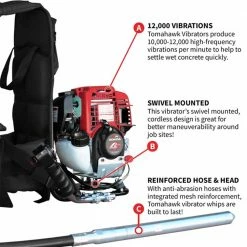 Tools & Equipment Tomahawk Power TVIBH+TVW10-P 1.6 HP Honda Concrete Vibrator W/ 10' Whip Backpack