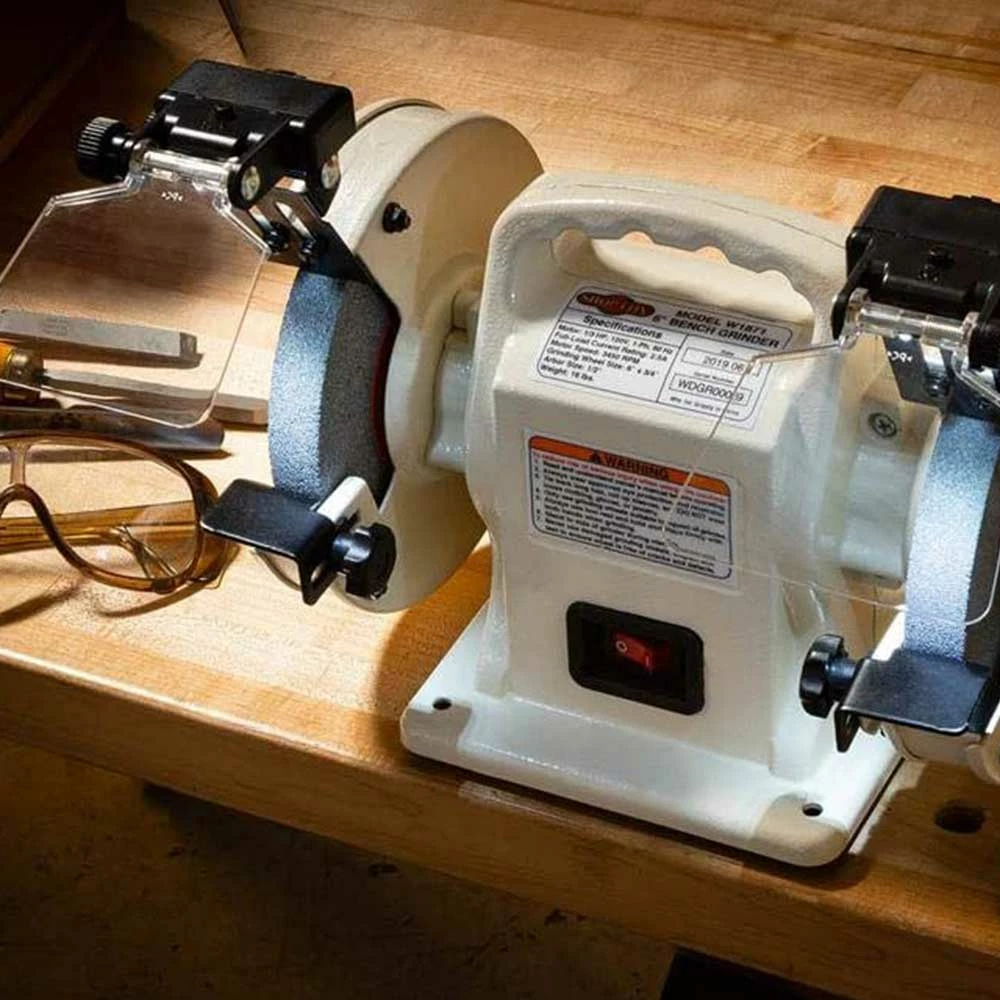 Shop Fox W1871 6" Corded Heavy Duty Lightweight Portable Bench Grinder W/ LEDs 6 Shop Fox W1871 6" Corded Heavy Duty Lightweight Portable Bench Grinder W/ LEDs