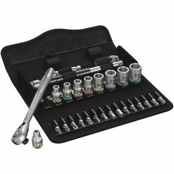 Wera 05004018001 8100 SA 8 Zyklop 1/4" Metal Metric Ratchet Set - 28 PC