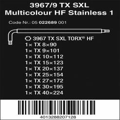 Wera 05022689001 3967/9 TX SXL Multicolour HF Stainless L-Key Set - 9 PC Tools & Equipment