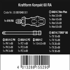 Wera 05051040001 Kraftform Kompakt 60 RA 1/4