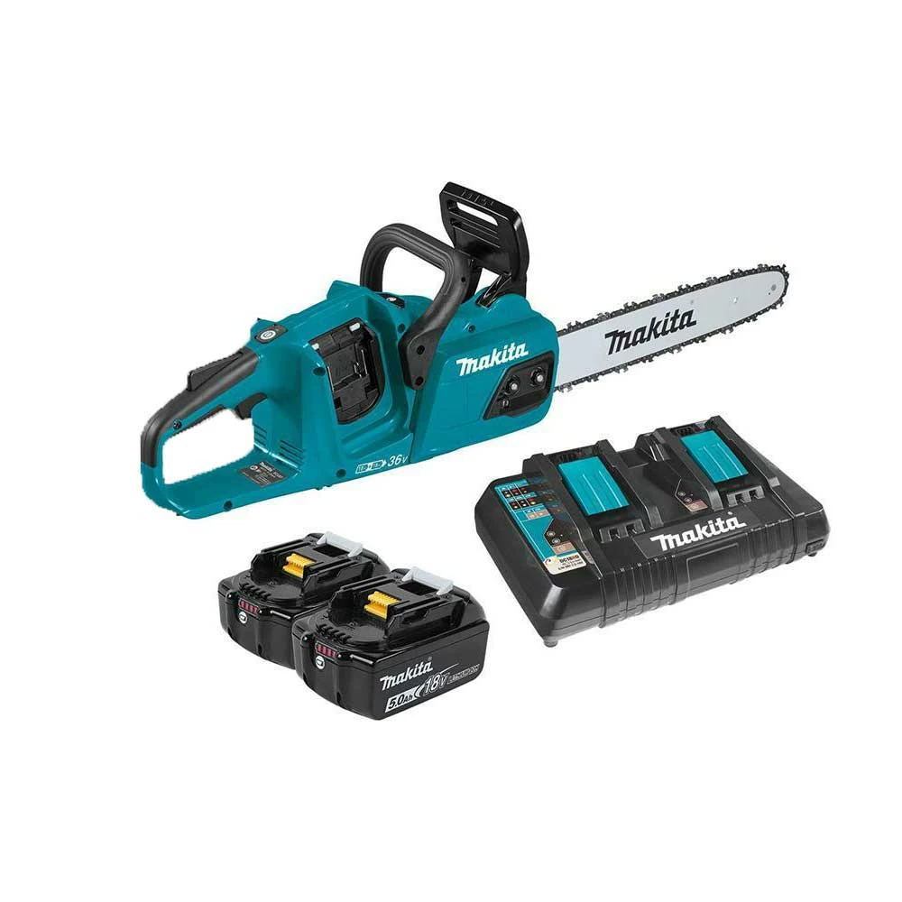 Lawn & Outdoor Power Makita XCU07PT 36 Volt X2 14 Inch 5.0Ah Cordless Chainsaw Kit W/ 2 Batteries 3 Lawn & Outdoor Power Makita XCU07PT 36 Volt X2 14 Inch 5.0Ah Cordless Chainsaw Kit W/ 2 Batteries