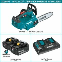 Lawn & Outdoor Power Makita XCU08PT 18V X2 36V 14" Li-Ion Brushless Top Handle Chain Saw Kit 13 Lawn & Outdoor Power Makita XCU08PT 18V X2 36V 14