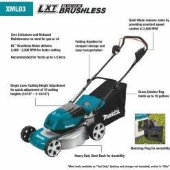 Makita XML03CM1 18V X2 36V LXT 18" Brushless Lawn Mower Kit W/ 4 Batteries Lawn & Outdoor Power