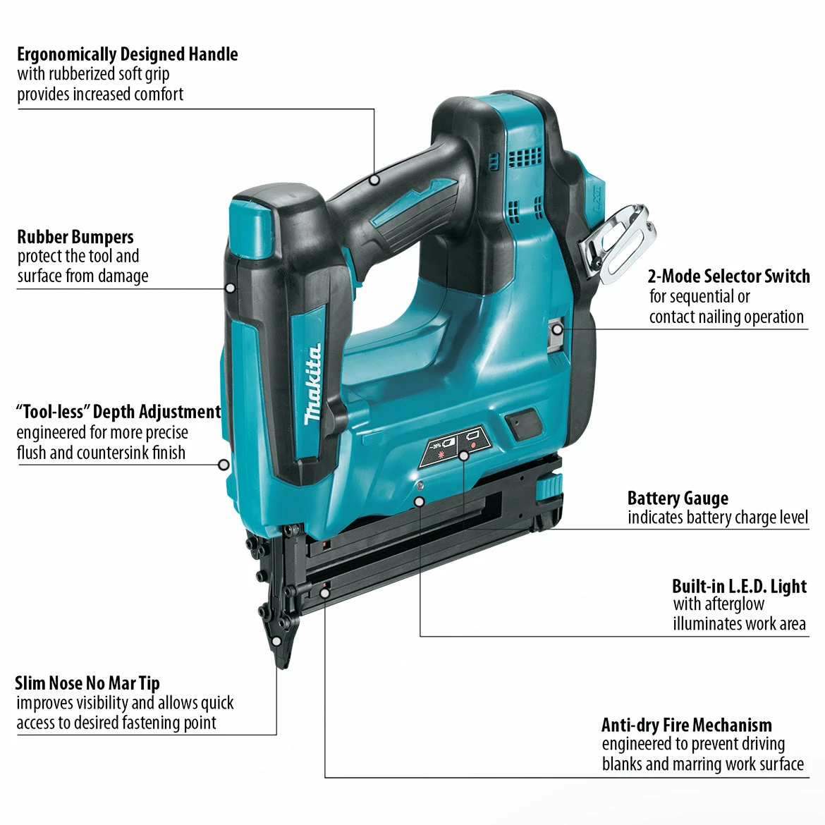 Makita XNB01Z 18-Volt 18-Gauge Li-Ion Cordless Brad Nailer - Bare Tool 5 Makita XNB01Z 18-Volt 18-Gauge Li-Ion Cordless Brad Nailer - Bare Tool