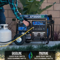 Dual Fuel Generators DuroMax XP10000DX 10,000 Watt Dual Fuel Gas Propane Portable Generator W/ CO Alert