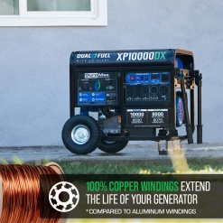 Dual Fuel Generators DuroMax XP10000DX 10,000 Watt Dual Fuel Gas Propane Portable Generator W/ CO Alert