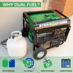 DuroMax XP11500EH 11,500 Watt Portable Dual Fuel Gas Propane Generator Dual Fuel Generators