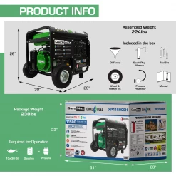 DuroMax XP11500EH 11,500 Watt Portable Dual Fuel Gas Propane Generator Dual Fuel Generators