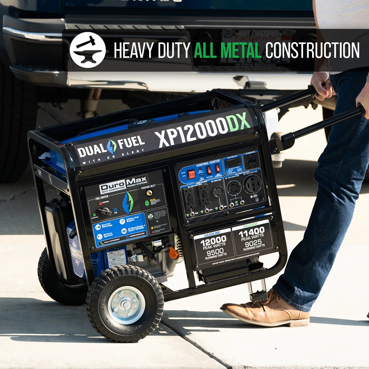 Dual Fuel Generators DuroMax XP12000DX 12,000 Watt Dual Fuel Gas Propane Portable Generator W/ CO Alert 11 Dual Fuel Generators DuroMax XP12000DX 12,000 Watt Dual Fuel Gas Propane Portable Generator W/ CO Alert