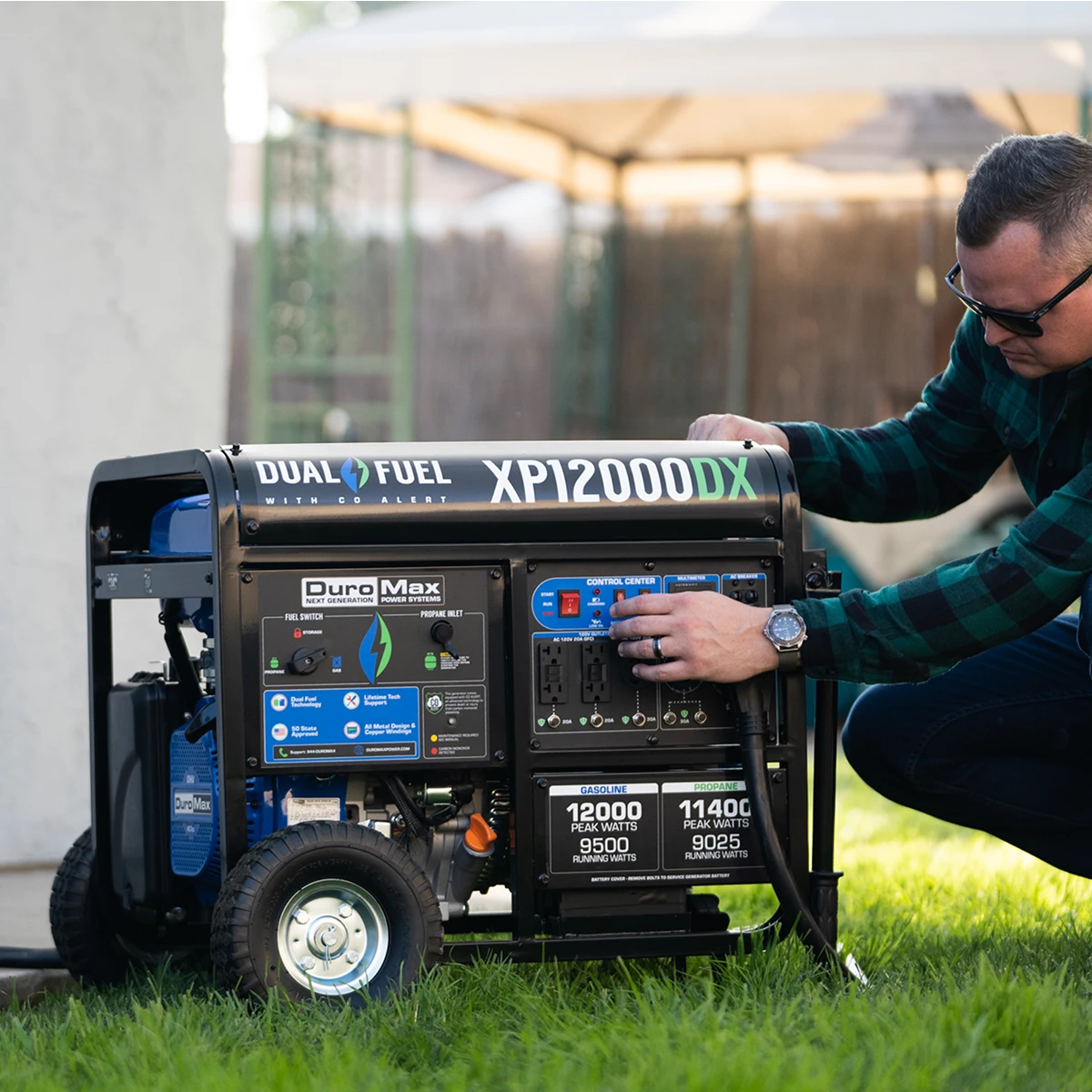 Dual Fuel Generators DuroMax XP12000DX 12,000 Watt Dual Fuel Gas Propane Portable Generator W/ CO Alert 12 Dual Fuel Generators DuroMax XP12000DX 12,000 Watt Dual Fuel Gas Propane Portable Generator W/ CO Alert