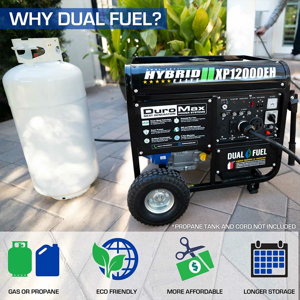 DuroMax XP12000EH 12,000 Watt Portable Dual Fuel Gas Propane Generator Dual Fuel Generators 5 DuroMax XP12000EH 12,000 Watt Portable Dual Fuel Gas Propane Generator Dual Fuel Generators