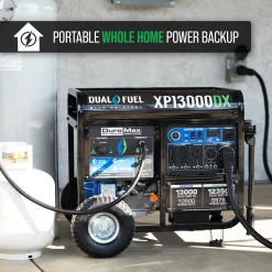 Dual Fuel Generators DuroMax XP13000DX 13,000 Watt Dual Fuel Gas Propane Portable Generator W/ CO Alert