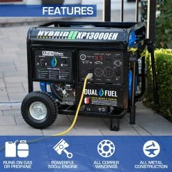 Dual Fuel Generators DuroMax XP13000EH 13,000 Watt Portable Dual Fuel Gas Propane Generator