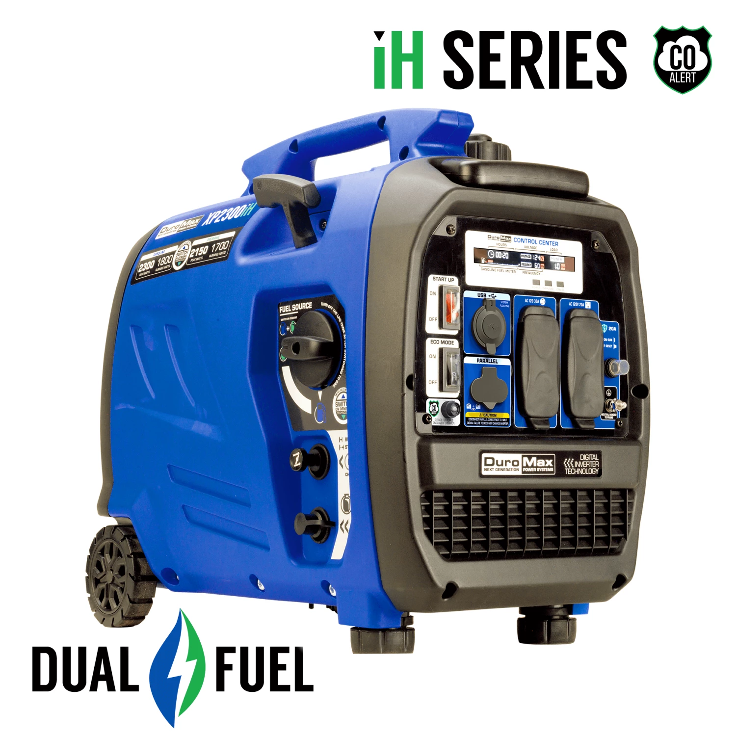 DuroMax XP2300iH 2,300 Watt Portable Dual Fuel Inverter Generator W/ CO Alert 3 DuroMax XP2300iH 2,300 Watt Portable Dual Fuel Inverter Generator W/ CO Alert