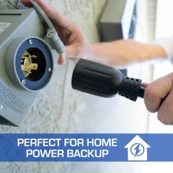 DuroMax XP3010GC 30-Amp 10-Foot 10-Gauge L14-30 Heavy Duty Generator Power Cord For Home Power Backup, Black Generator Accessories