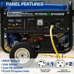 Dual Fuel Generators DuroMax XP4400EH 4,400 Watt Portable Dual Fuel Gas Propane Generator