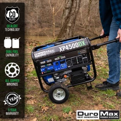 DuroMax XP4500DX 4,500 Watt Dual Fuel Gas Propane Portable Generator W/ CO Alert Dual Fuel Generators