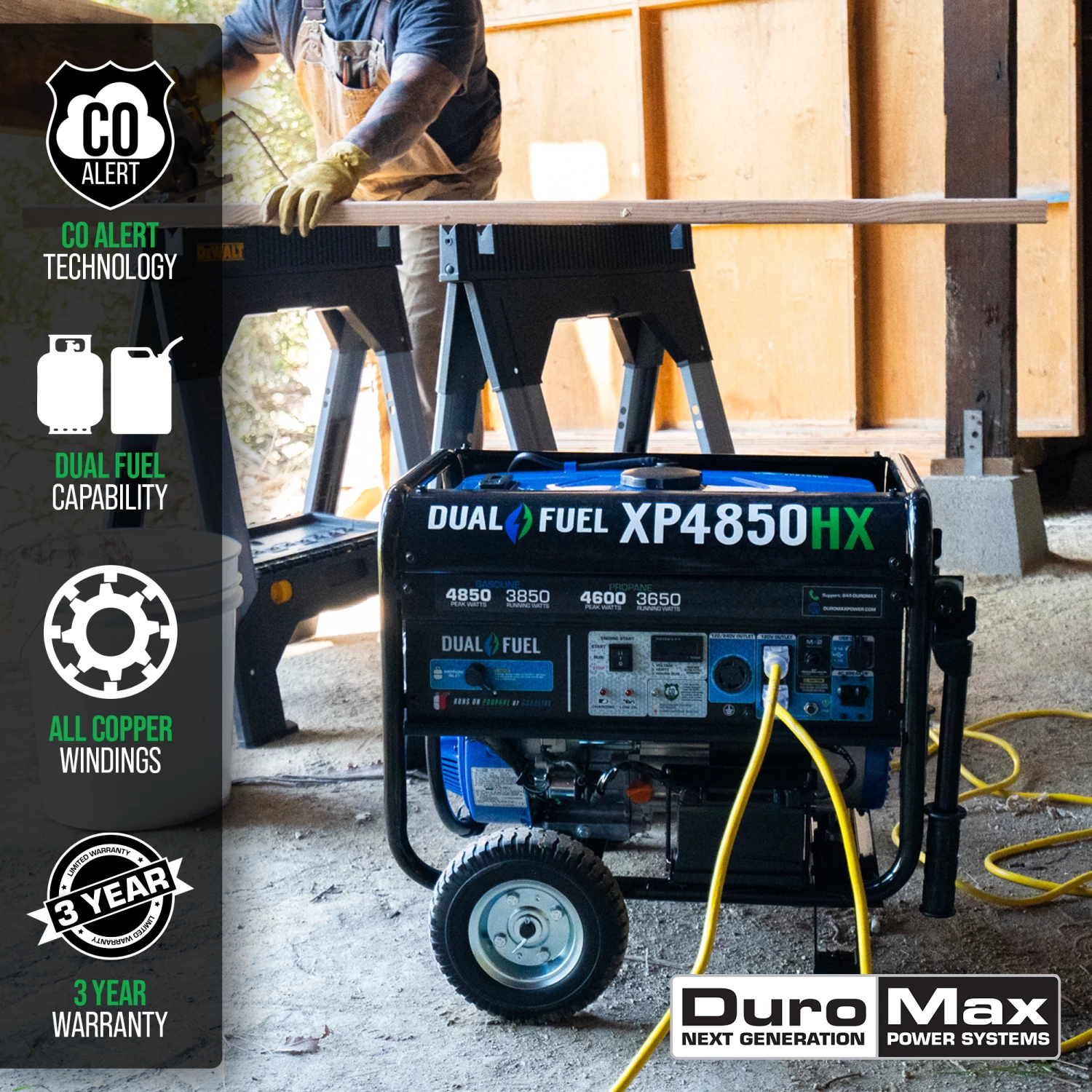 DuroMax XP4850HX 4,850 Watt Portable Dual Fuel Gas Propane CO Alert Generator Gasoline Generators 5 DuroMax XP4850HX 4,850 Watt Portable Dual Fuel Gas Propane CO Alert Generator Gasoline Generators