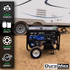 DuroMax XP5500DX 5,500 Watt Dual Fuel Gas Propane Portable Generator W/ CO Alert