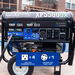 DuroMax XP5500DX 5,500 Watt Dual Fuel Gas Propane Portable Generator W/ CO Alert