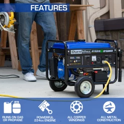DuroMax XP5500EH 5,500 Watt Portable Dual Fuel Gas Propane Powered Generator