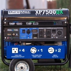 DuroMax XP7500DX 7,500 Watt Dual Fuel Gas Propane Portable Generator W/ CO Alert Dual Fuel Generators
