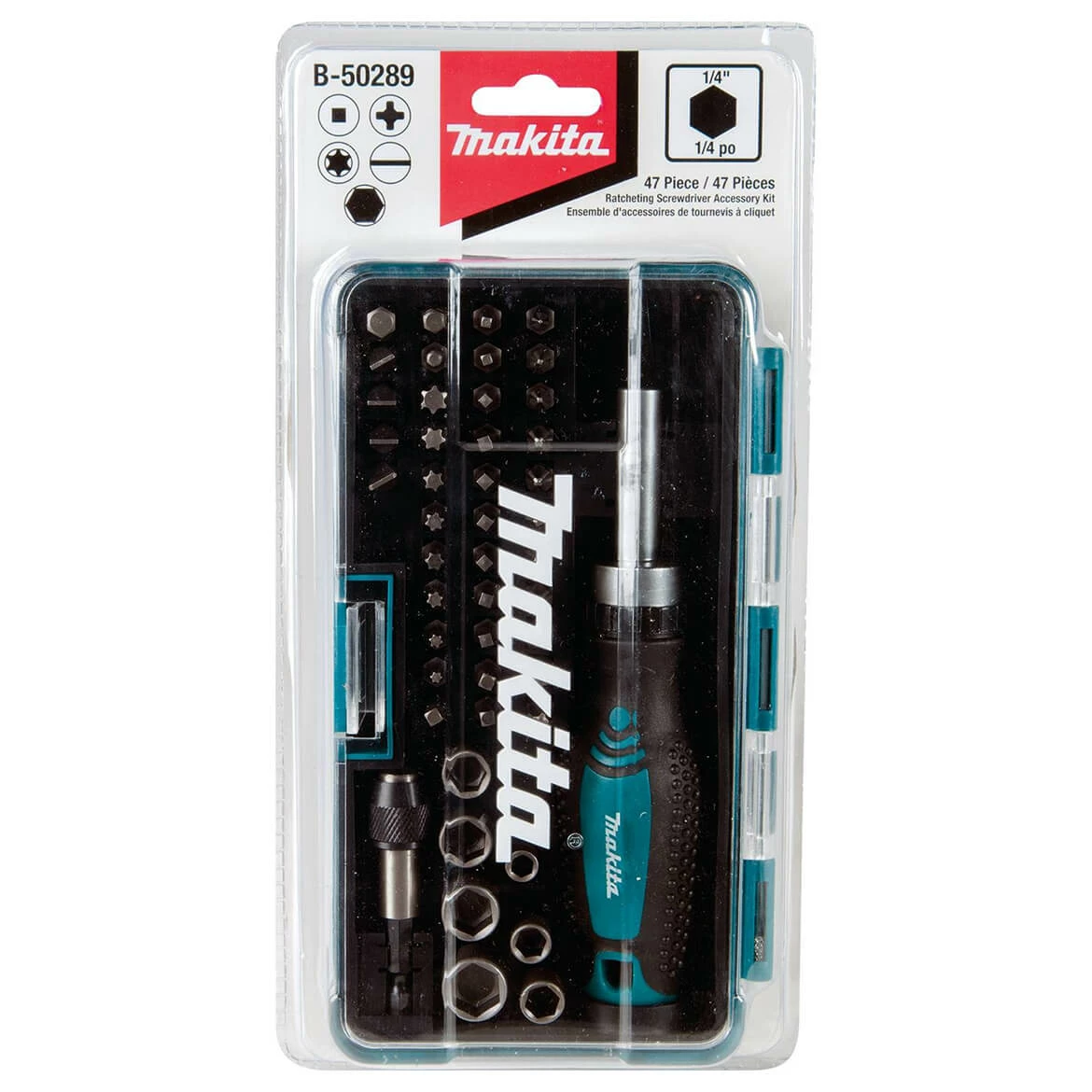 Makita B-50289 Durable Multi Assorted Fastening Ratchet And Bit Set - 47pc Power Tools 6 Makita B-50289 Durable Multi Assorted Fastening Ratchet And Bit Set - 47pc Power Tools