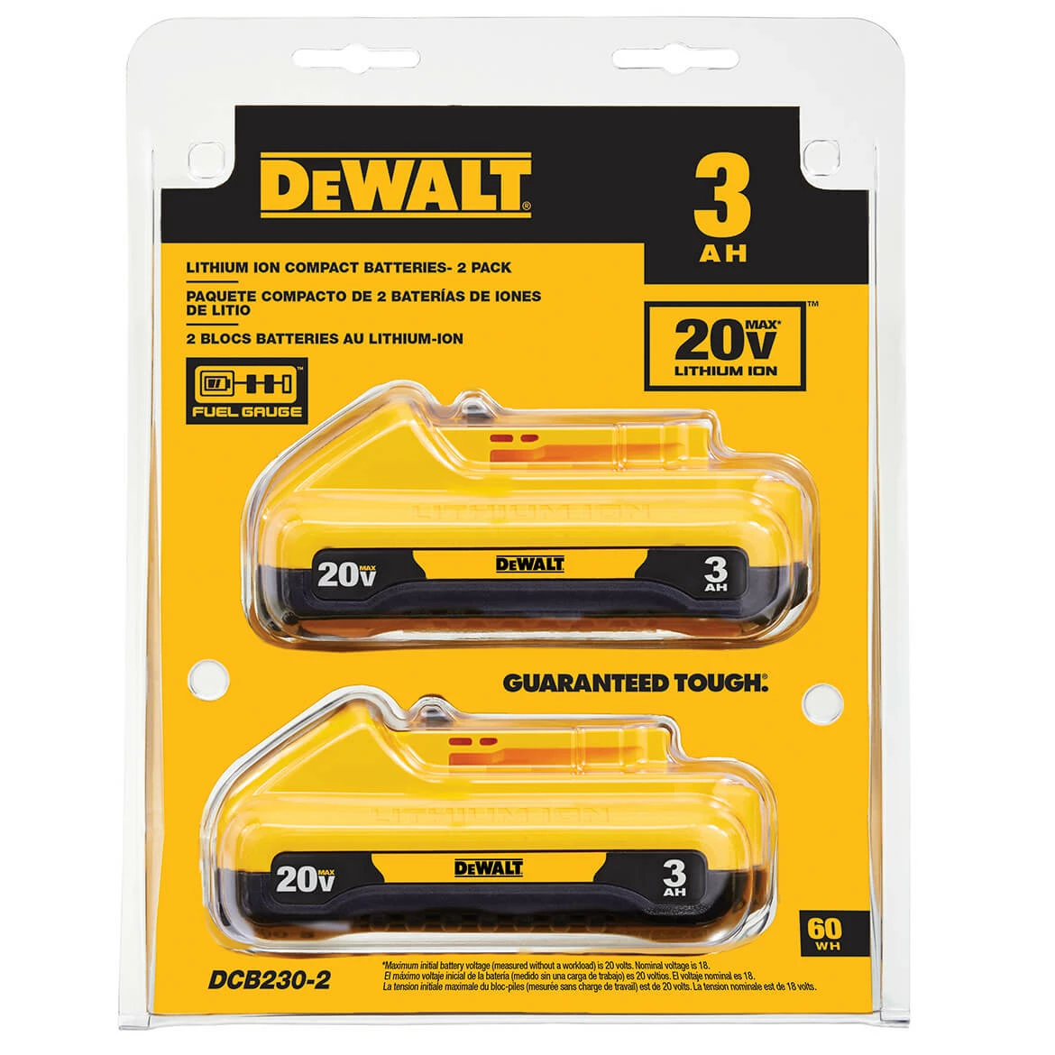 Tools & Equipment DeWALT DCB230-2 20V MAX 3Ah Compact Lithium Ion Battery Back - 2 Pk 8 Tools & Equipment DeWALT DCB230-2 20V MAX 3Ah Compact Lithium Ion Battery Back - 2 Pk