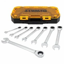 DeWALT DWMT74733 SAE Full Polish Ratcheting Combination Wrench Set - 8pc