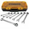 DeWALT DWMT74734 Metric Full Polish Ratcheting Combination Wrench Set - 8pc Tools & Equipment