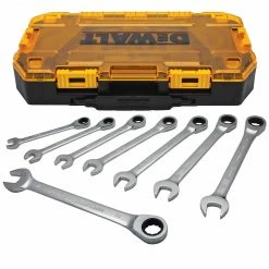 DeWALT DWMT74734 Metric Full Polish Ratcheting Combination Wrench Set - 8pc Tools & Equipment