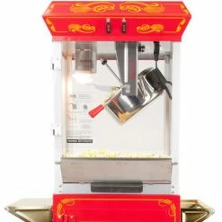 FunTime FT454CR 4oz Red Popcorn Popper Machine Maker Cart Vintage Style Home Goods