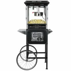 FunTime FT860CB 8oz Premium Black Popcorn Popper Machine Maker Cart Vintage Home Goods