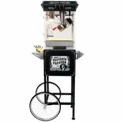 FunTime FT862CB 8oz Black Popcorn Popper Machine Maker Cart Vintage Style